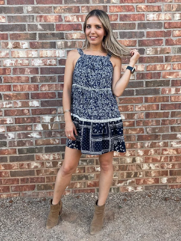 Paisley Breeze Halter Mini Dress Elegant Satin Mini Dress