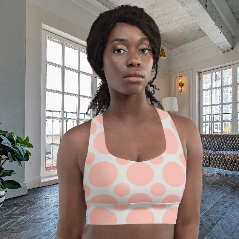 Peachy Polka Dots Sports Bra | Exercise Bra | Yoga Bra, lioness-love Soft Cotton Bra
