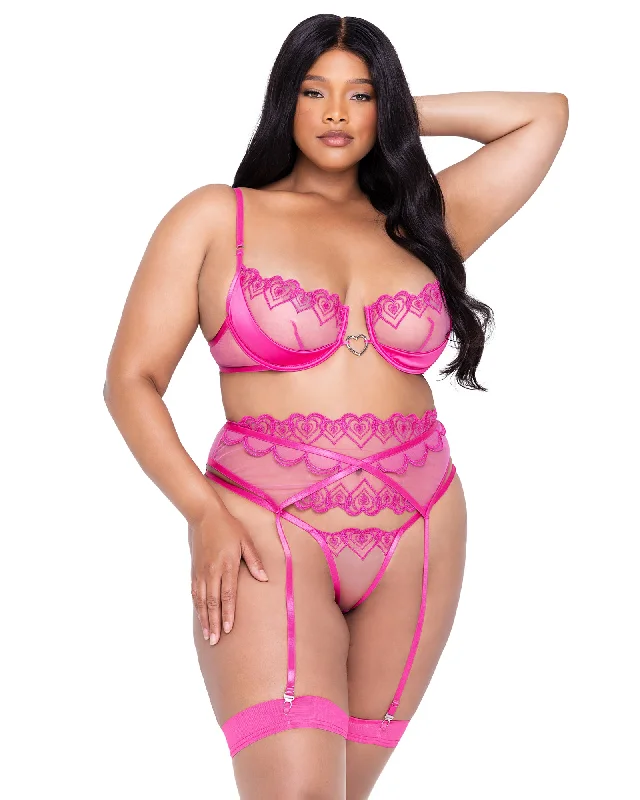 Queen Bubbblegum Heart Bra Garterbelt Set Sporty Wireless Bra