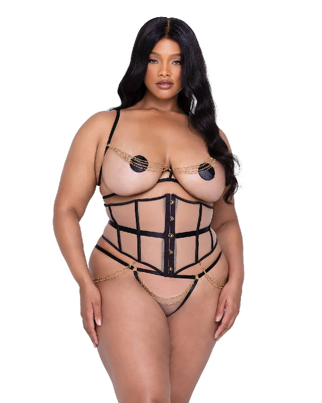 Queen Caged Temptress Bra & Waspie Set Smooth Fit Bra