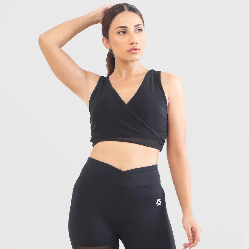 Rise Sports Bra (Black) Trendy Sports Bra