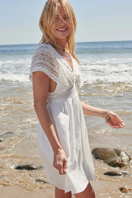 Saving Grace Lace Tie-Back Kimono Mini Dress Elegant Tulle Mini Dress
