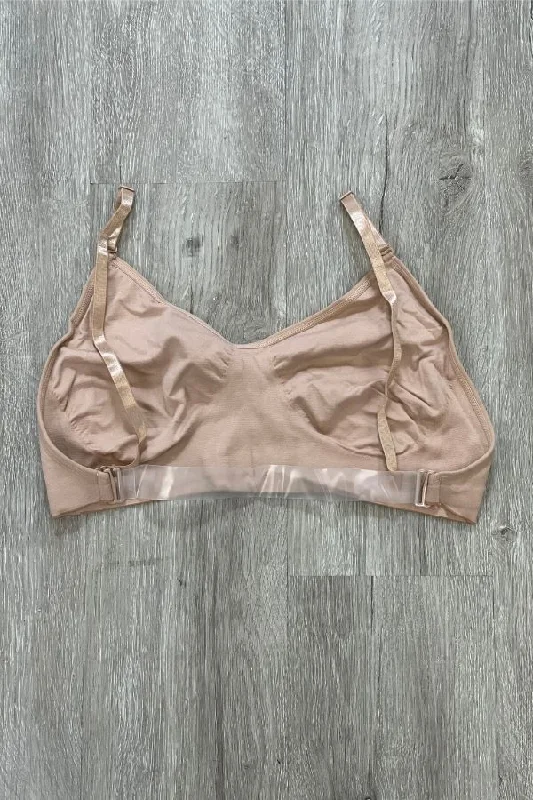 Seamless Clear Back Bra - Nude Wireless Lace Bra