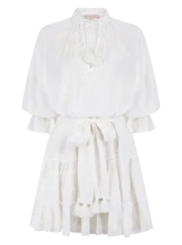 Sia White Mini Dress Casual Mini Dress with Pockets