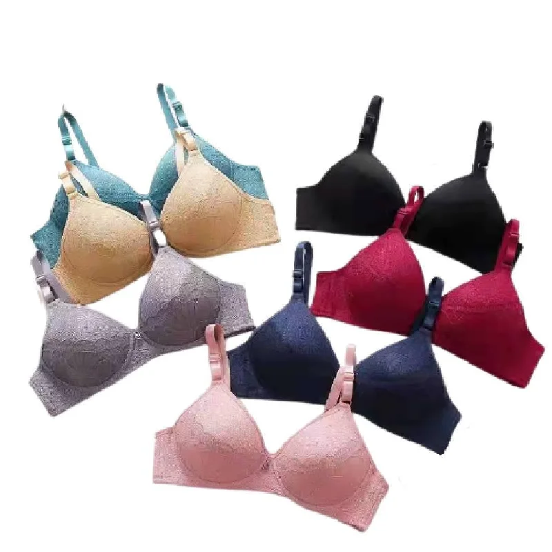 Soft Padded Push-Up Bra with Adjustable Straps Multi Floral Solid Padded Bra For Women Stretchy Wireless Bra