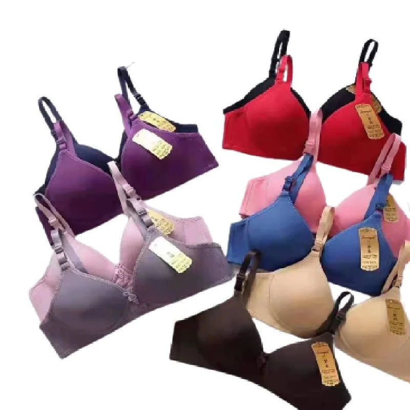 Soft Padded Push-Up Bra with Adjustable Straps Solid Colors Padded Bra For Women Comfortable Bralette Style