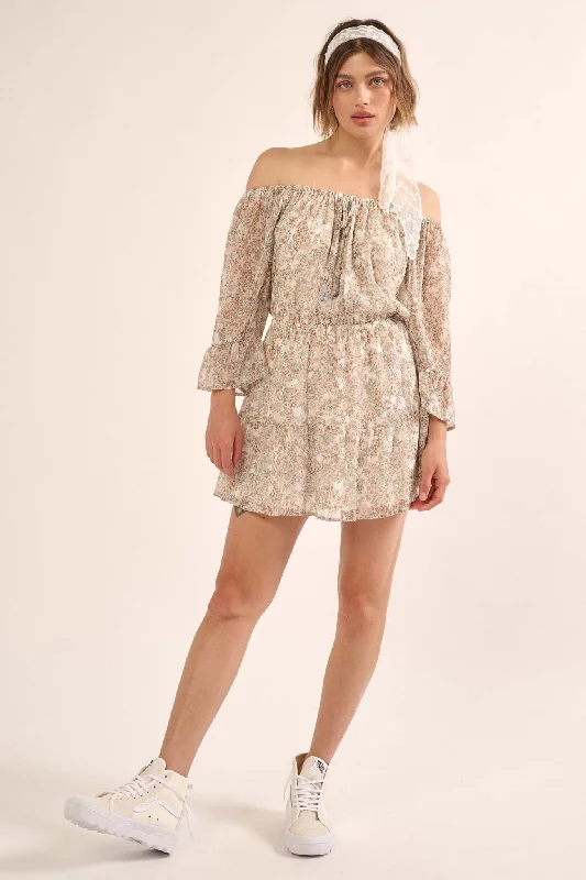 Sweet Nothings Off-Shoulder Floral Mini Dress Trendy Lace Mini Dress