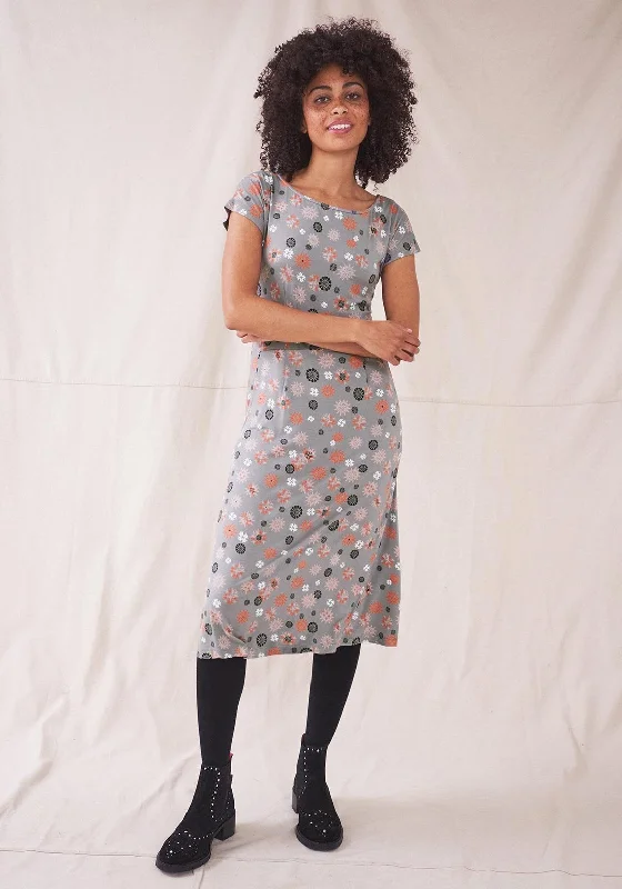 White Stuff Printed A-line Midi Dress, Grey Multi Elegant Pleated Sleeve Midi Dress