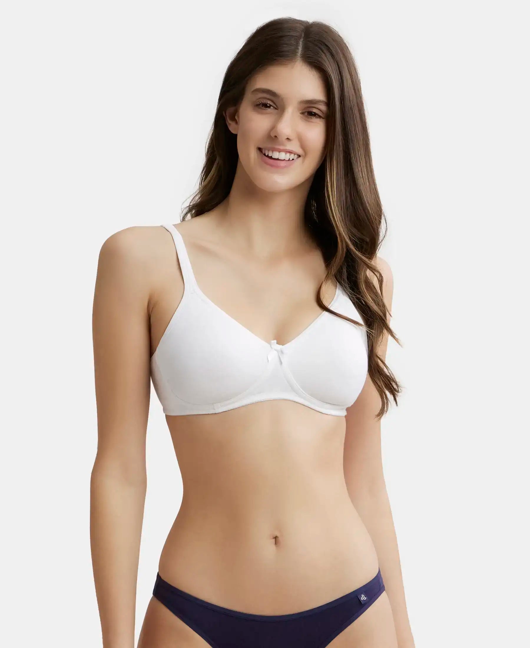 Wirefree Non Padded Super Combed Cotton Elastane Stretch Medium Coverage Everyday Bra with Concealed Shaper Panel - White Light Padded Bra Wirefree Non Padded Super Combed Cotton Elastane Stretch Medium Coverage Everyday Bra with Concealed Shaper Panel - White Light Padded Bra