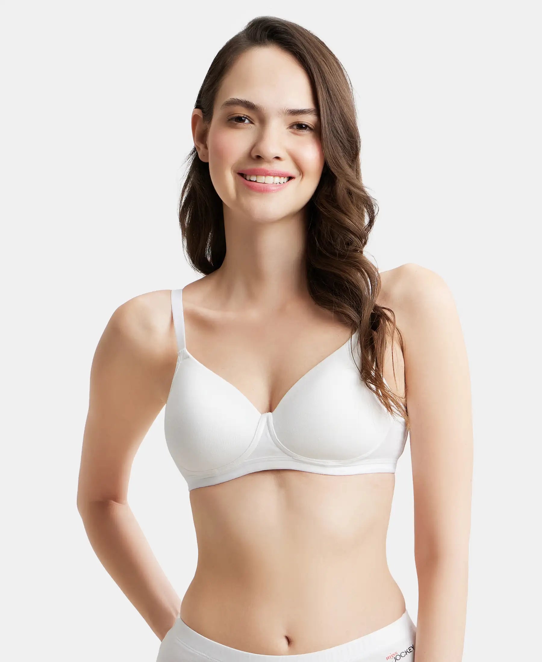 Wirefree Padded Super Combed Cotton Elastane Stretch Full Coverage Slip-On Beginners Bra - White Adjustable Bra Straps Wirefree Padded Super Combed Cotton Elastane Stretch Full Coverage Slip-On Beginners Bra - White Adjustable Bra Straps