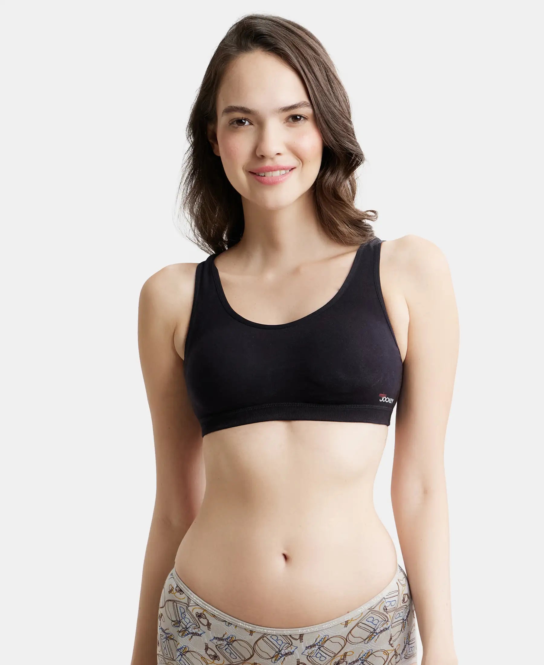 Wirefree Padded Super Combed Cotton Elastane Stretch Full Coverage Slip-On Uniform Bra with Concealed Underband - Black Comfortable Fit Bralette Wirefree Padded Super Combed Cotton Elastane Stretch Full Coverage Slip-On Uniform Bra with Concealed Underband - Black Comfortable Fit Bralette