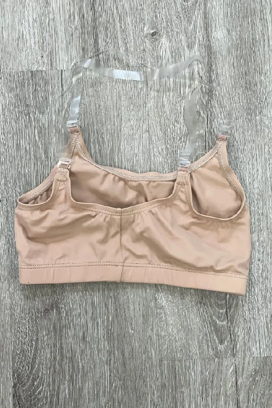 TotalSTRETCH Pull on Bra with Clear Straps - Nude Breathable Sports Bra