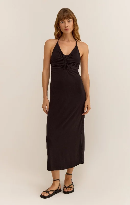 Z Supply Sicily Midi Dress BLACK Fashionable Fitted Midi Dress