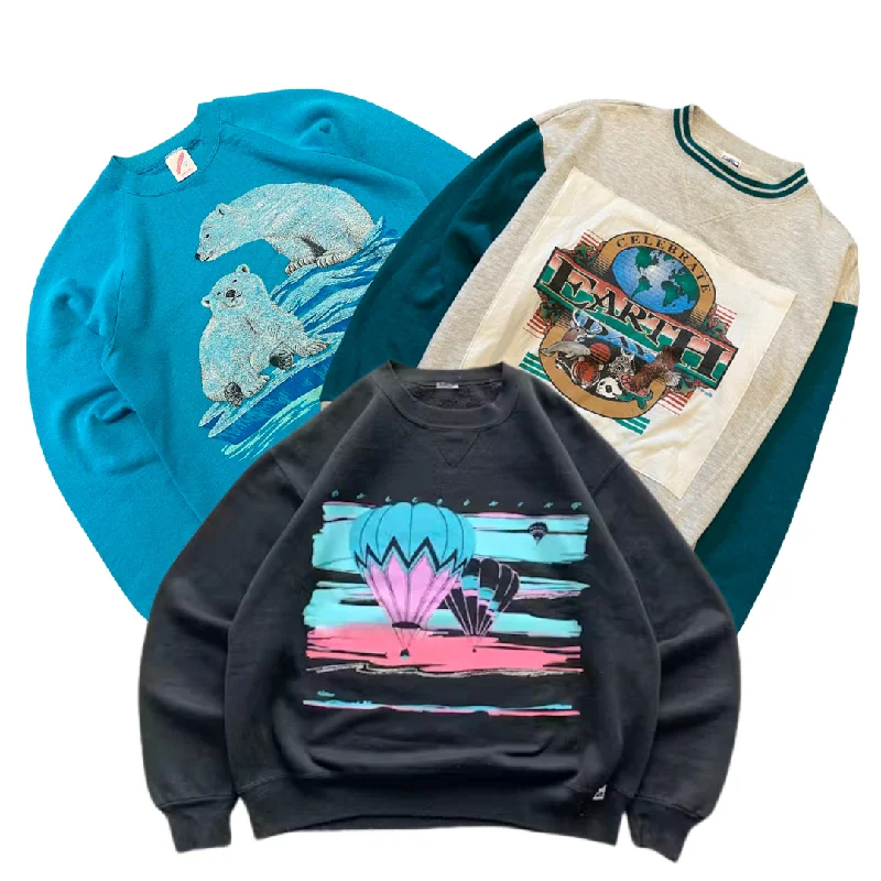 50x VINTAGE 80s 90s SWEATSHIRTS Hoodie with Elastic Waist Stretchable Comfortable