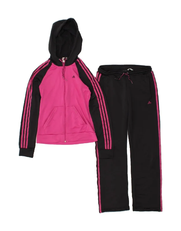 ADIDAS Womens Hooded Full Tracksuit UK 10 Small Pink Colourblock Polyester Hoodie with Relaxed Fit Easy Casual