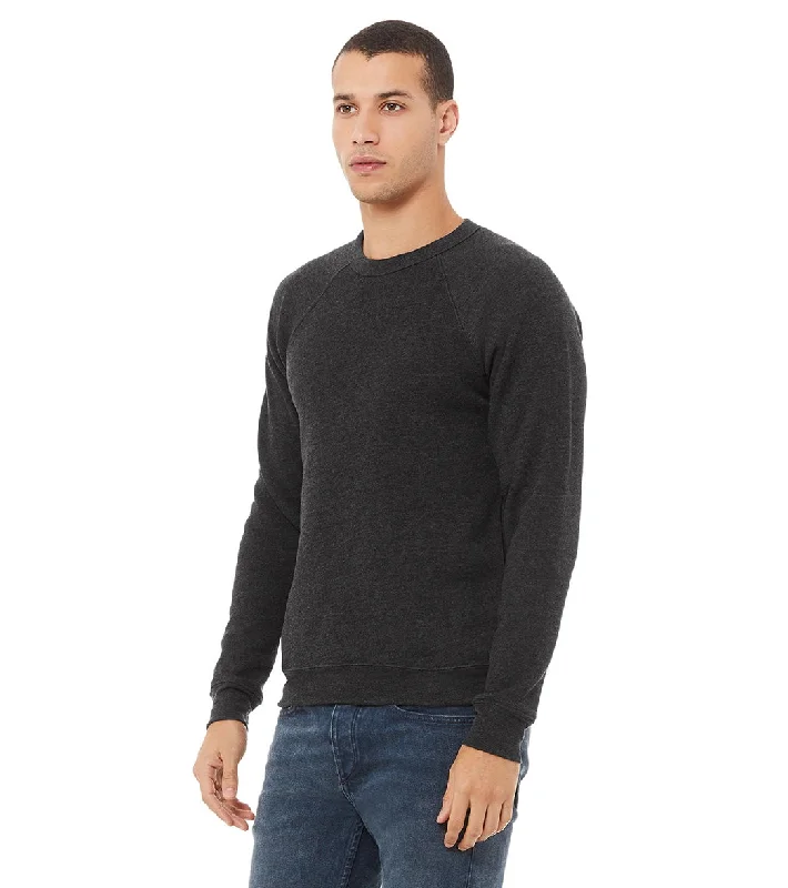 Bella + Canvas Unisex Sponge Fleece Crew Neck Sweatshirt Dark Grey Heather Hoodie with Pastel Soft Subtle