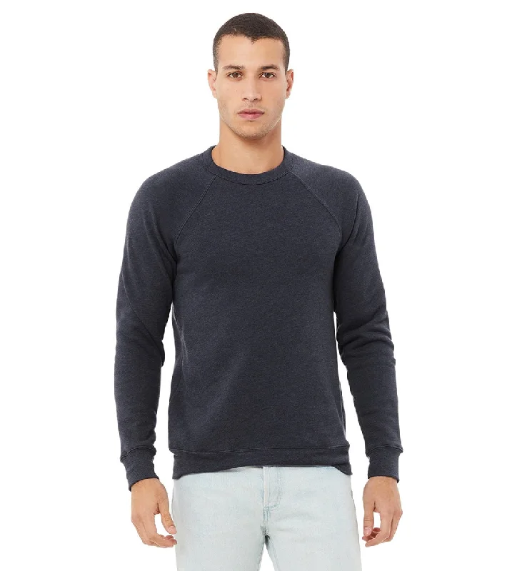 Bella + Canvas Unisex Sponge Fleece Crew Neck Sweatshirt Heather Navy Hoodie with Metallic Shiny Futuristic