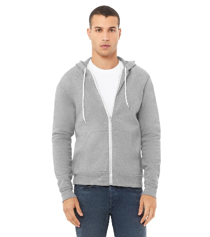 Bella + Canvas Unisex Sponge Fleece Full-Zip Hooded Sweatshirt Athletic Heather Hoodie with Drop Shoulder Relaxed Streetwear