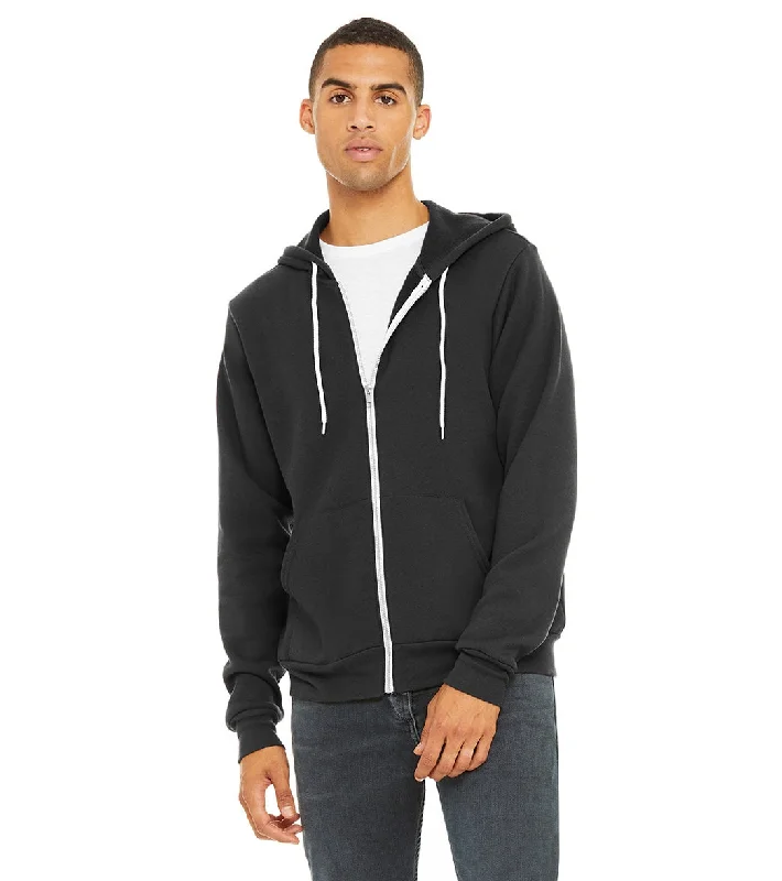 Bella + Canvas Unisex Sponge Fleece Full-Zip Hooded Sweatshirt Dark Grey Hoodie with Set-In Sleeves Structured Classic