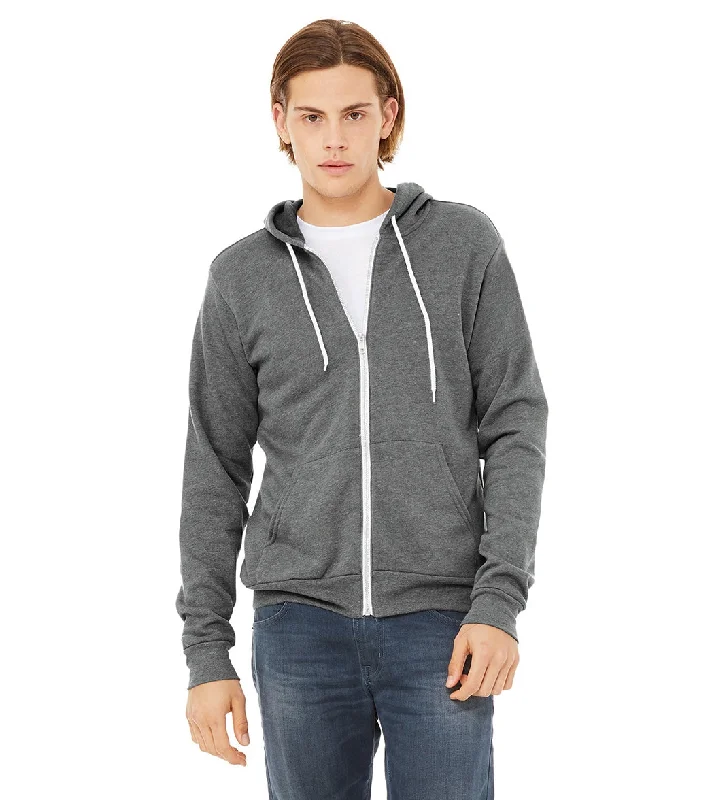 Bella + Canvas Unisex Sponge Fleece Full-Zip Hooded Sweatshirt Deep Heather Hoodie with Batwing Sleeves Loose Dramatic