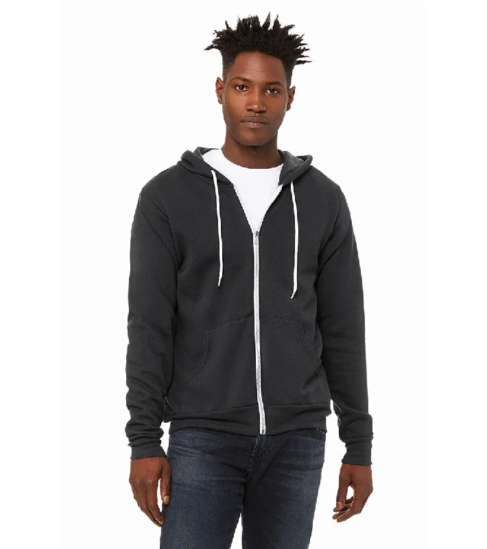 Bella + Canvas Unisex Sponge Fleece Full-Zip Hooded Sweatshirt Dtg Dark Grey Hoodie with Bell Sleeves Flared Feminine