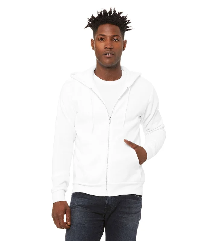 Bella + Canvas Unisex Sponge Fleece Full-Zip Hooded Sweatshirt Dtg White Hoodie with Zipper Placket Modern Functional