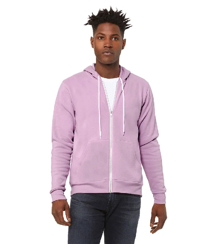 Bella + Canvas Unisex Sponge Fleece Full-Zip Hooded Sweatshirt Lilac Hoodie with Raw Hem Edgy Unfinished
