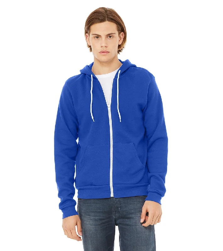 Bella + Canvas Unisex Sponge Fleece Full-Zip Hooded Sweatshirt True Royal Hoodie with Oversized Fit Loose Comfortable