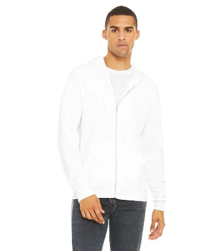 Bella + Canvas Unisex Sponge Fleece Full-Zip Hooded Sweatshirt White Hoodie with Belted Waist Structured Tailored