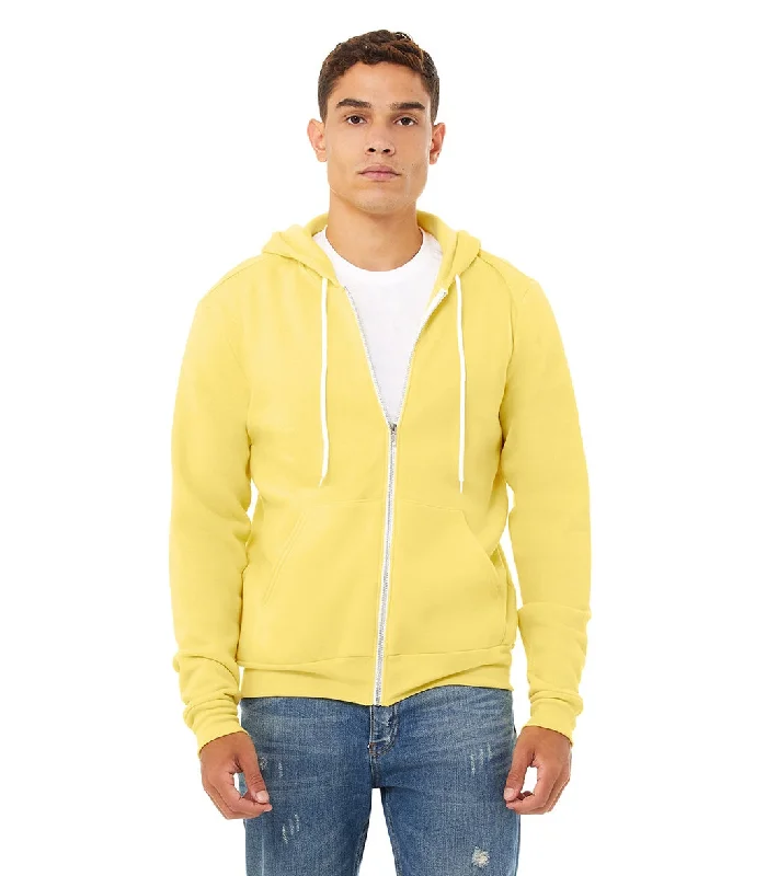 Bella + Canvas Unisex Sponge Fleece Full-Zip Hooded Sweatshirt Yellow Hoodie with Turtle Neck Cozy Winter