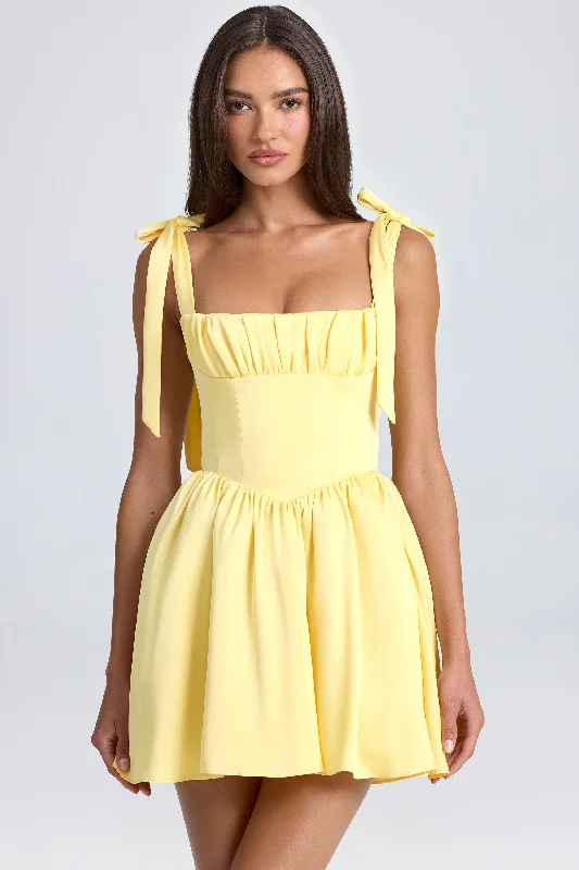 Draped Corset Mini Dress in Lemon Sherbet Cozy T-Shirt Mini Dress