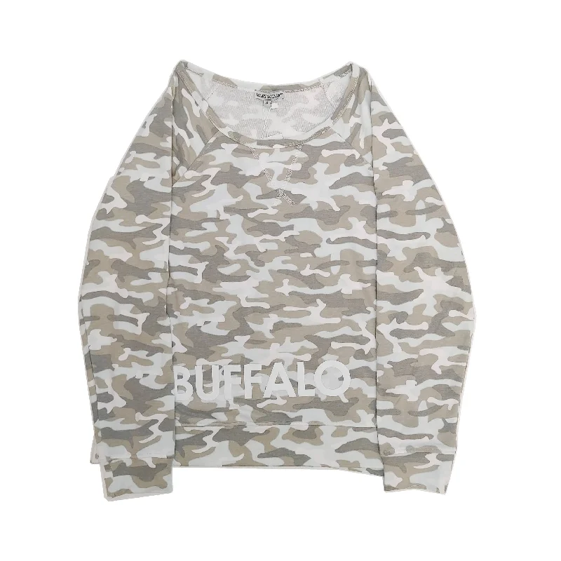 BUFFALO Cream Camo Luxurious Parker Sweatshirt Hoodie with Ribbed Neckline Snug Warm