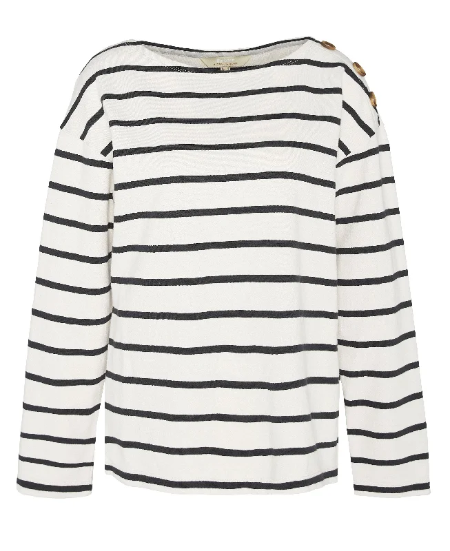 Caroline Sweatshirt - Antique White Stripe Hoodie with Turtle Neck Cozy Winter