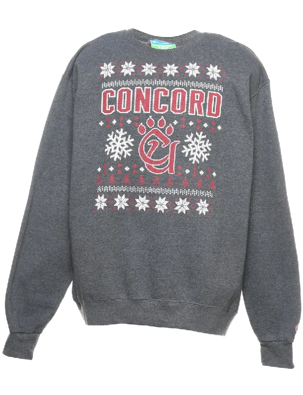 Concord Christmas Sweatshirt - L Hoodie with Hem Patch Decorative Personalized