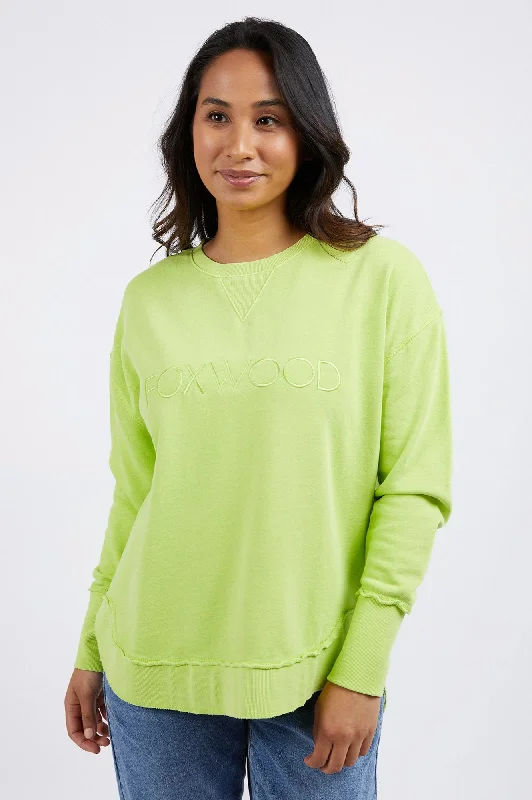 Simplified Sweatshirt - Lime Hoodie with Color Block Contrast Stylish