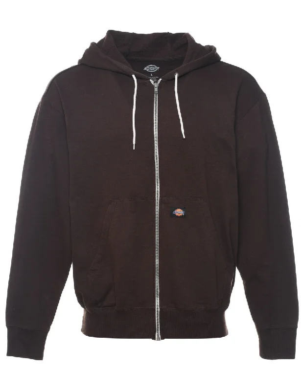 Dickies Brown Hooded Sweatshirt  - L Hoodie with Toggle Buttons Decorative Unique