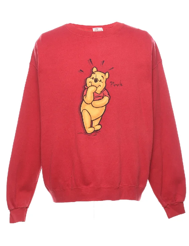 Disney Winnie The Pooh 1990s Cartoon Sweatshirt - XL Hoodie with Gradient Ombre Colorful