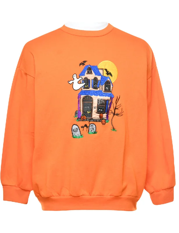 Editions Printed Sweatshirt - L Hoodie with Button Placket Classic Preppy