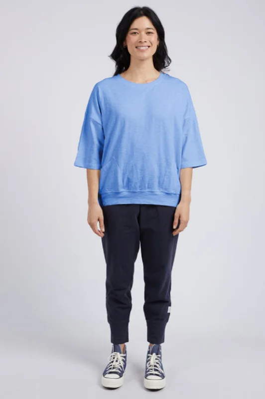 Mazie Sweatshirt - Cerculean Blue Hoodie with Back Slit Movement Comfort