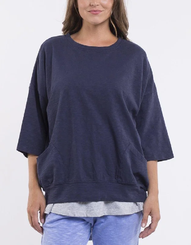 Mazie Sweatshirt - Navy Hoodie with Sequins Glamorous Eye-catching