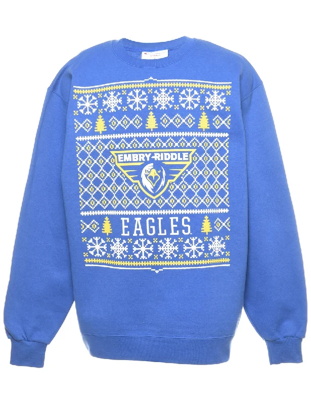 Embry–Riddle Eagles Christmas Sweatshirt - L Hoodie with Zipper Versatile Modern