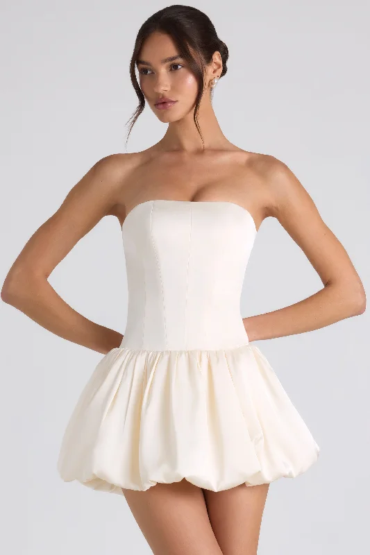 Lace-Up Bubble Hem Corset Mini Dress in Ivory Chic Sleeveless Mini Dress