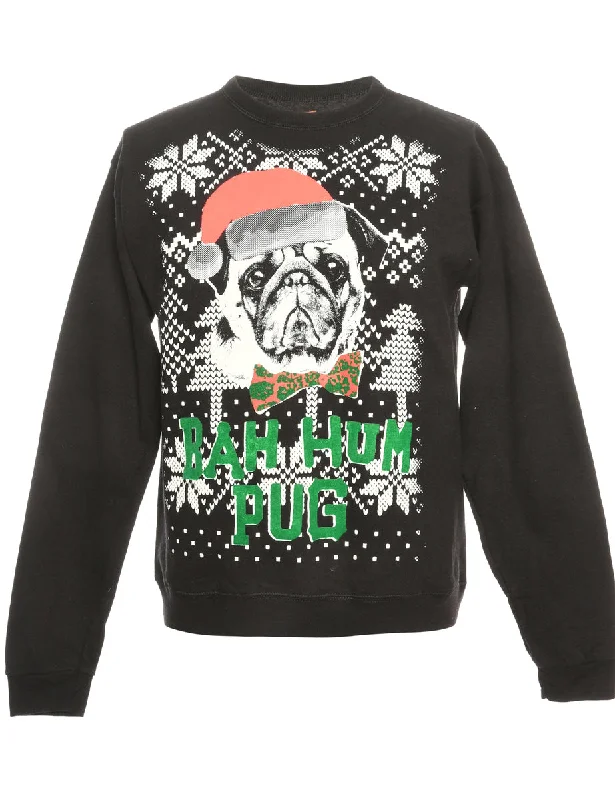 Festive Season Black Christmas Sweatshirt - S Hoodie with Relaxed Fit Easy Casual