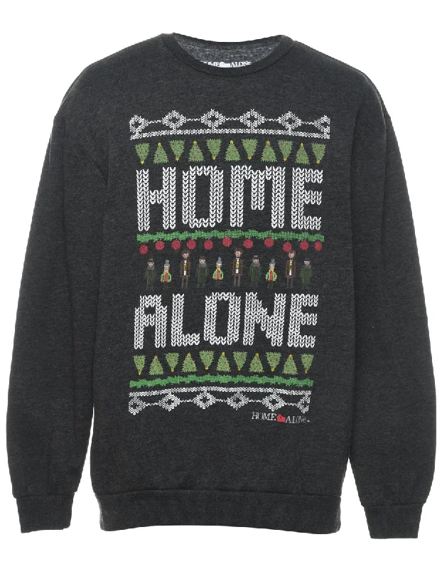 Festive Season Christmas Home Alone Sweatshirt - S Hoodie with Rolled Sleeves Casual Relaxed