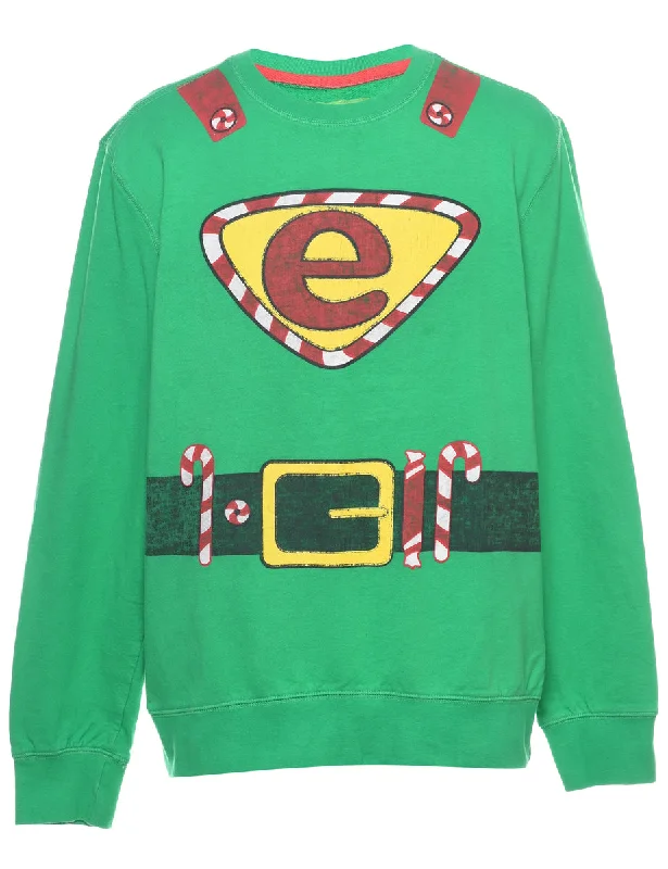 Festive Season Christmas Sweatshirt - L Hoodie with Front Slit Layering Stylish