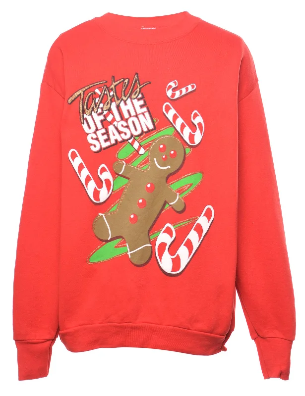 Festive Season Christmas Sweatshirt - L Hoodie with High Neck Warm Protective