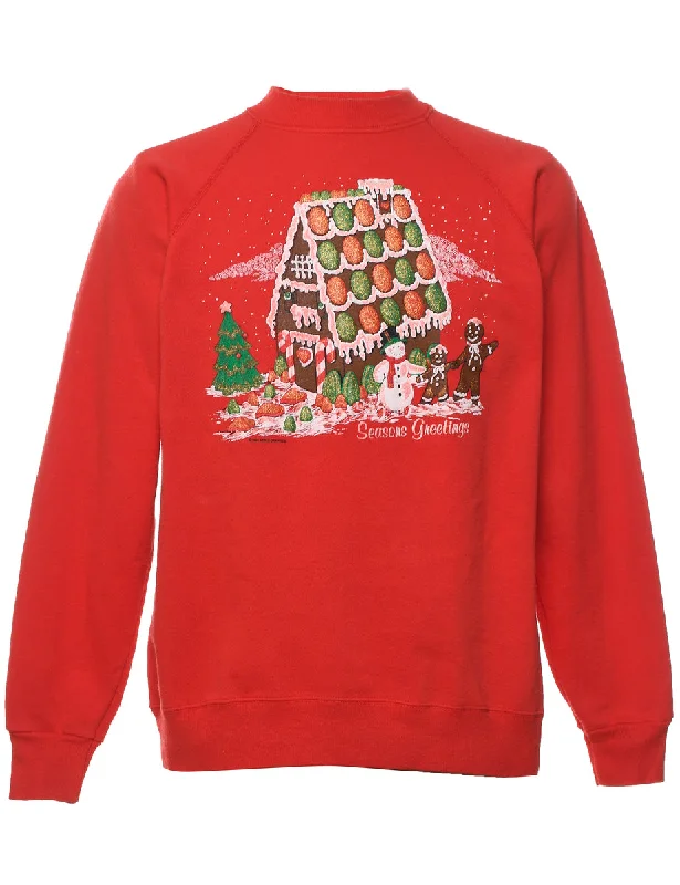 Festive Season Christmas Sweatshirt - L Hoodie with Drawcord Adjustable Secure