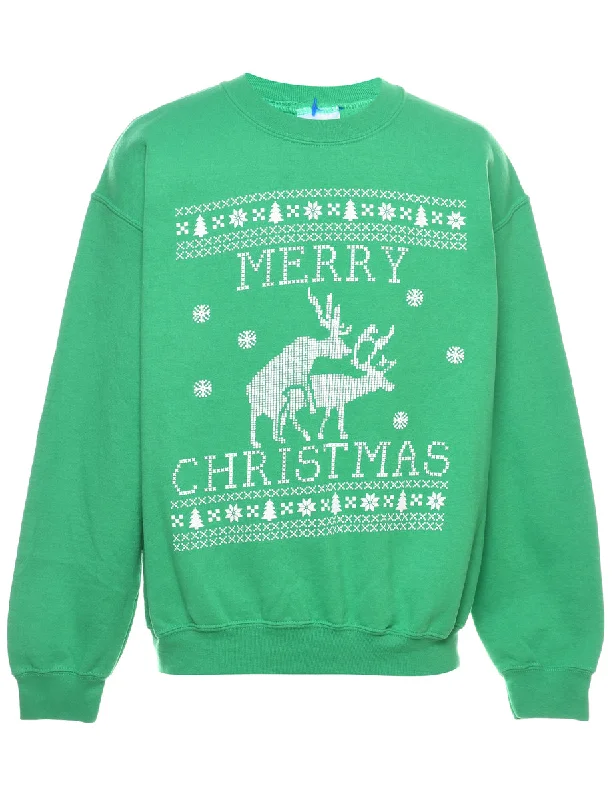 Festive Season Christmas Sweatshirt - M Hoodie with Sequins Glamorous Eye-catching