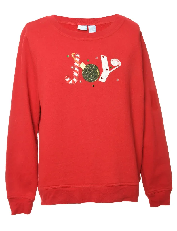 Festive Season Christmas Sweatshirt - M Hoodie with Typography Text Message