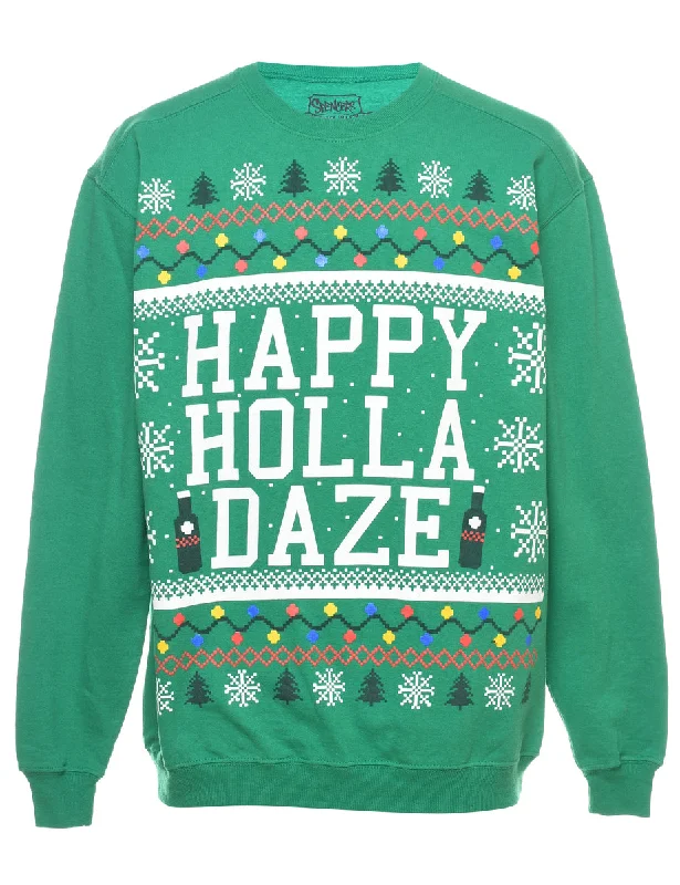 Festive Season Christmas Sweatshirt - S Hoodie with Rolled Sleeves Casual Relaxed